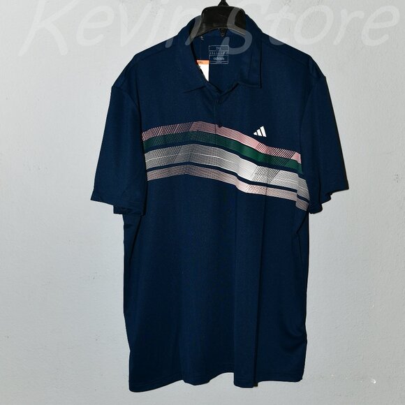 adidas Men's Golf‎ Polo  Colors: Dark Blue (Solid with chest stripe) - Picture 1 of 3